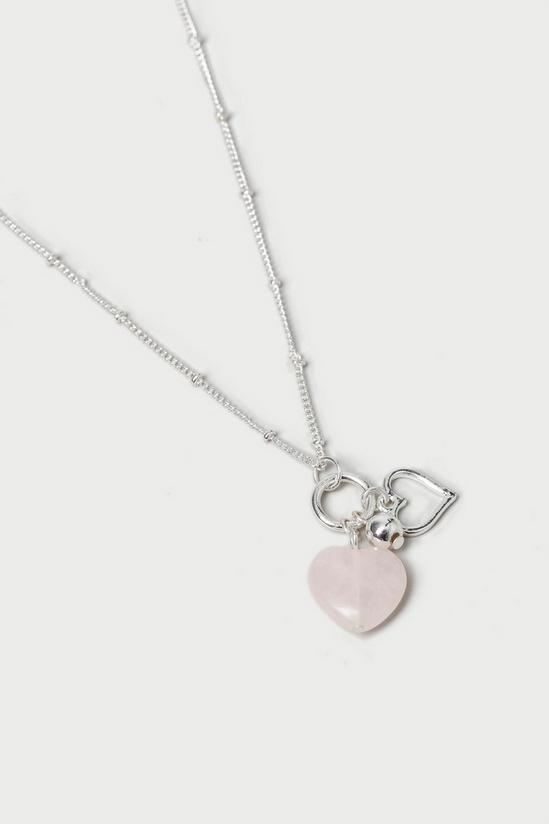 Dorothy Perkins Rose Quarts Heart Drop Necklace 3