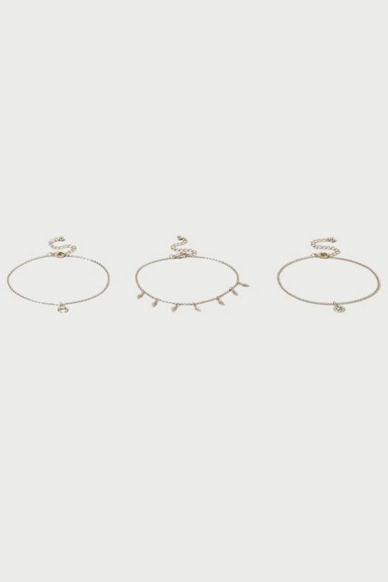 Dorothy Perkins Gold Drop Charm 3 Pack Of Anklets 1