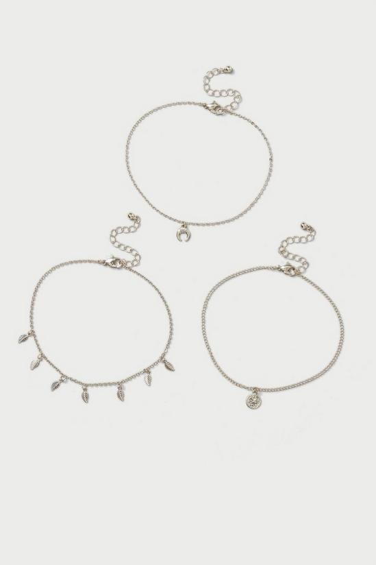 Dorothy Perkins Gold Drop Charm 3 Pack Of Anklets 2