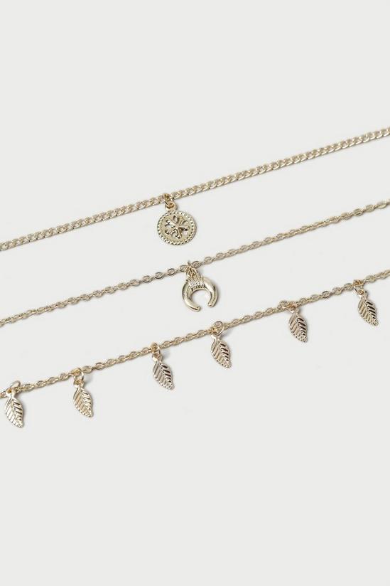 Dorothy Perkins Gold Drop Charm 3 Pack Of Anklets 3