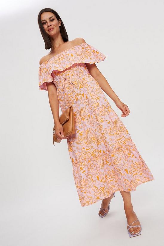 Dorothy Perkins Tropical Floral Tiered Bardot Maxi Dress 1
