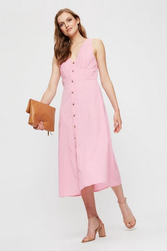Dorothy Perkins Pink Button Through Midi Dress 1