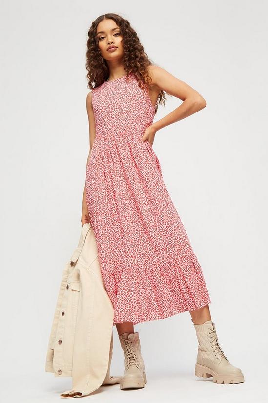 Dorothy Perkins Petite Pink & Red Leopard Frill Detail Maxi 2