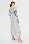 Dorothy Perkins Blue Floral Puff Sleeve Shirred Midi Dress thumbnail 3