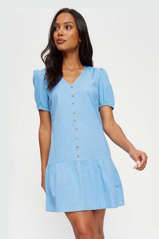 Dorothy Perkins Blue Button Through Mini Dress 1