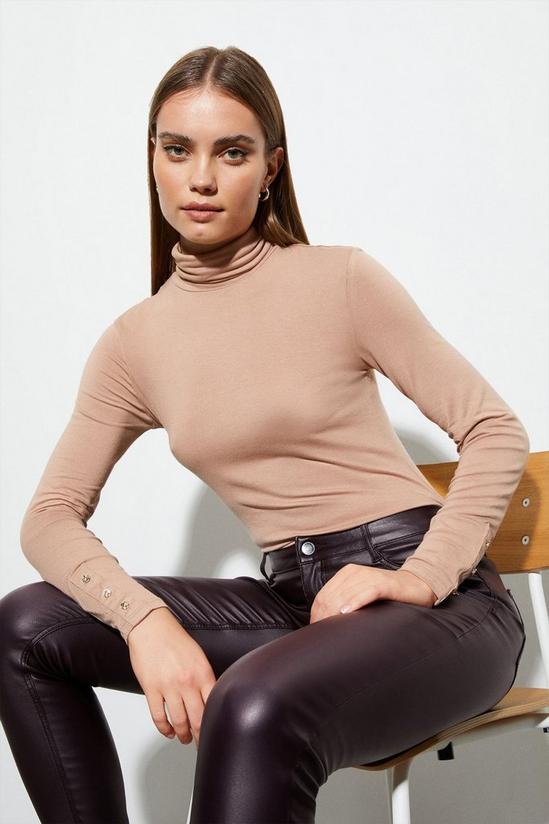 Dorothy Perkins Button Cuff Roll Neck Top 1