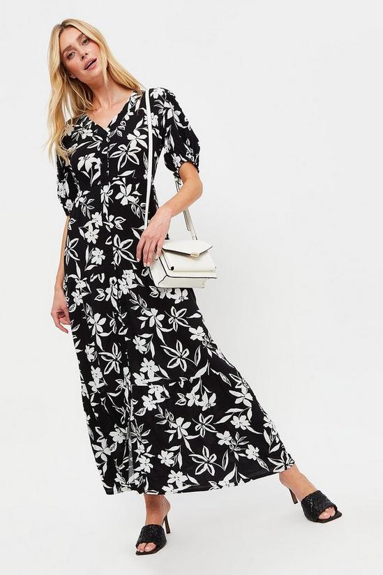 Dorothy Perkins Tall Mono Silhouette Floral Tiered Midi 2