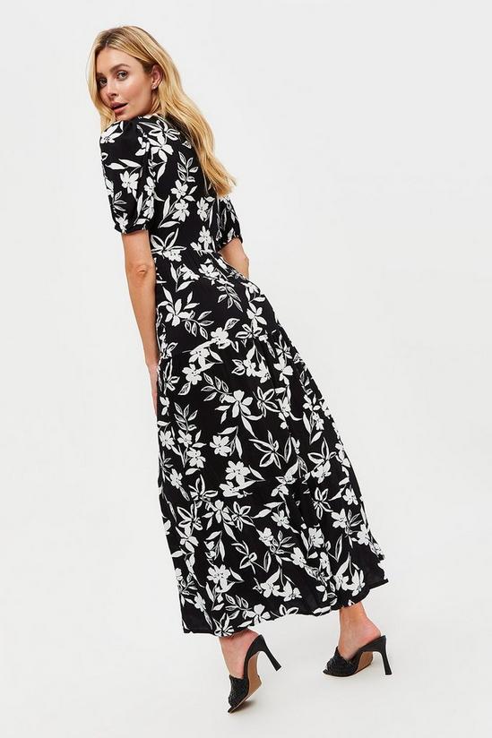 Dorothy Perkins Tall Mono Silhouette Floral Tiered Midi 3