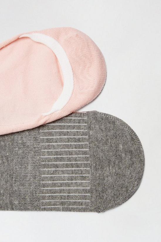 Dorothy Perkins Two Pack Ribbed Grey And Pink Footsie 3