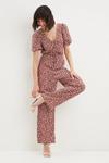 Dorothy Perkins Tall Red Tiny Ditsy Ruched Front Jumpsuit thumbnail 2