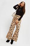 Dorothy Perkins Petite Large Leopard Belted Wide Leg Trousers thumbnail 1