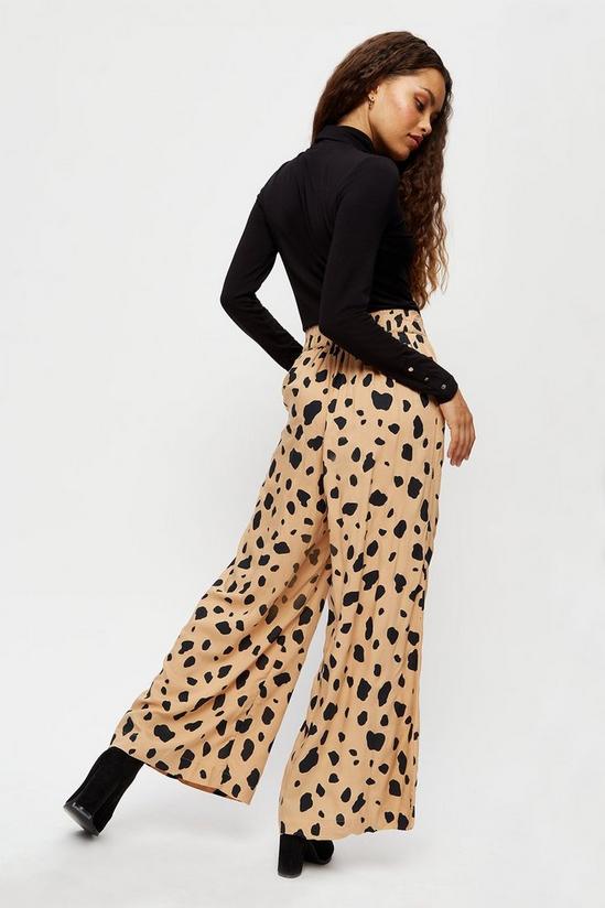 Dorothy Perkins Petite Large Leopard Belted Wide Leg Trousers 3