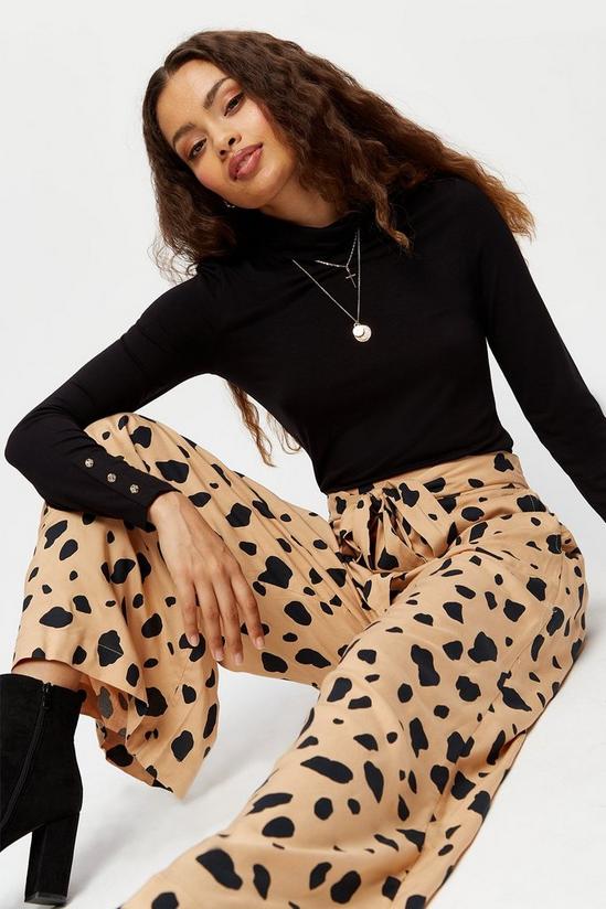 Dorothy Perkins Petite Large Leopard Belted Wide Leg Trousers 4