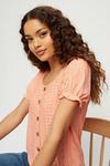 Dorothy Perkins Petite Button Front Puff Sleeve Tee thumbnail 1