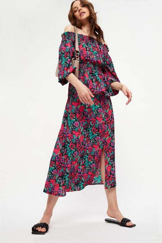 Dorothy Perkins Multicoloured Floral Shirred Waist Bardot Top 2
