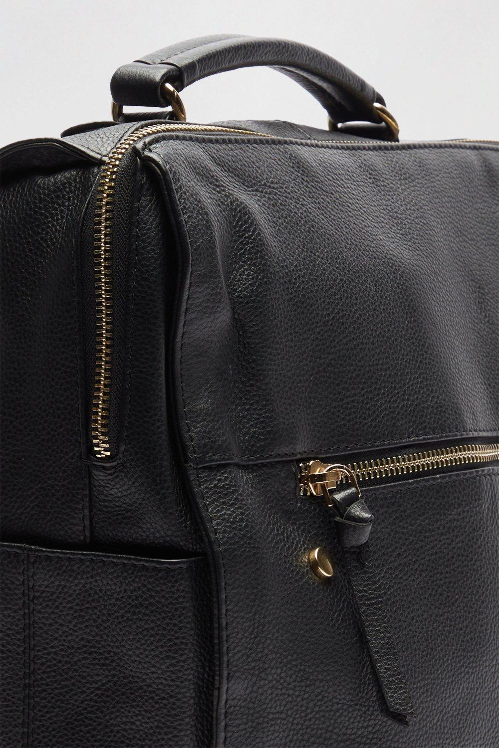 Luxe Leather Zip Front Backpack