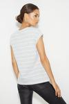 Dorothy Perkins Petite Grey Stripe Cotton Roll Sleeve T-shirt thumbnail 3