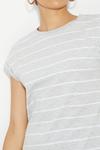 Dorothy Perkins Petite Grey Stripe Cotton Roll Sleeve T-shirt thumbnail 4