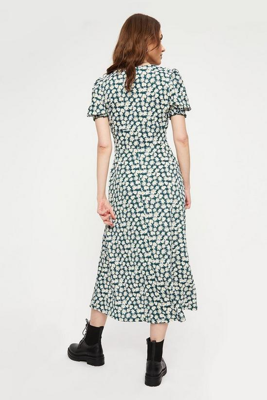 Dorothy Perkins Green Daisy V Neck Textured Midi Dress 3