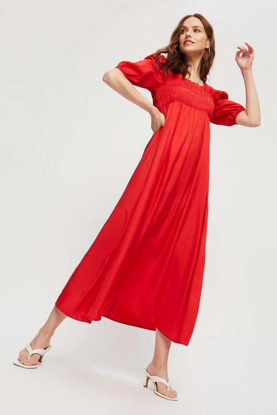 Dorothy Perkins Red Shirred Midi Dress 1