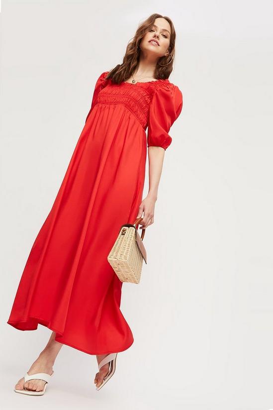 Dorothy Perkins Red Shirred Midi Dress 2
