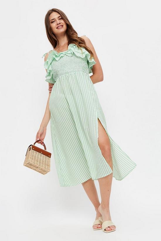 Dorothy Perkins Green Stripe Ruffle Strappy Midi Dress 2