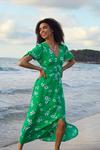 Dorothy Perkins Apple Green Floral Ruched Waist Midaxi Dress thumbnail 1