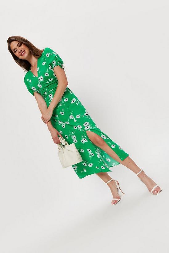 Dorothy Perkins Apple Green Floral Ruched Waist Midaxi Dress 2