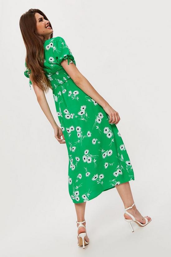 Dorothy Perkins Apple Green Floral Ruched Waist Midaxi Dress 3