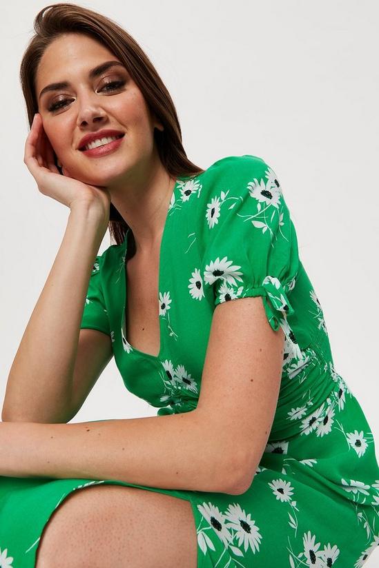 Dorothy Perkins Apple Green Floral Ruched Waist Midaxi Dress 4