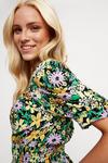 Dorothy Perkins Painted Multi Floral Shirred Top Blouse thumbnail 1