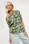 Dorothy Perkins Painted Multi Floral Shirred Top Blouse thumbnail 4