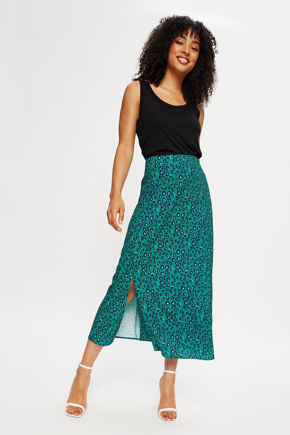 Green leopard print top skirt