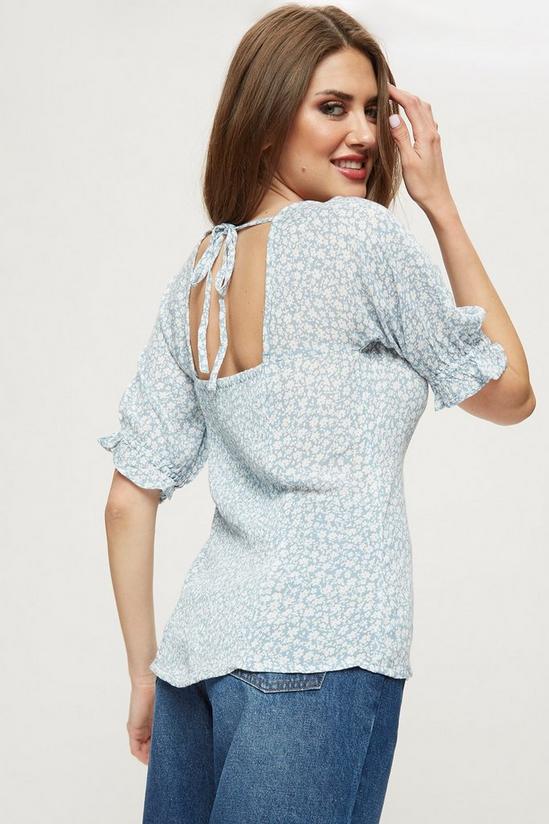 Dorothy Perkins Tall Blue Floral Tie Back Top 3