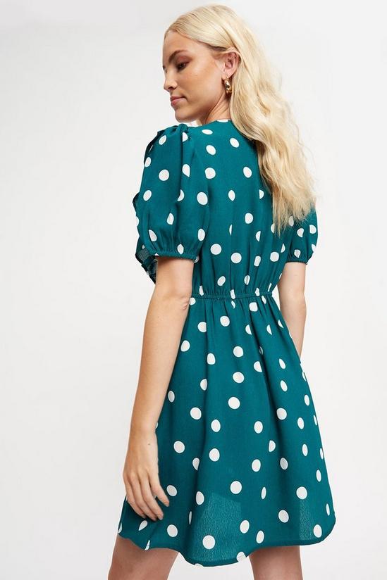 Dorothy Perkins Green Spot Ruffle Mini Dress 3