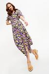 Dorothy Perkins Purple Floral Ruched Waist Midaxi Dress thumbnail 2