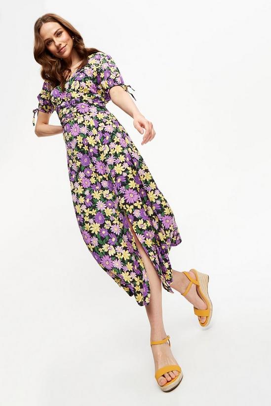 Dorothy Perkins Purple Floral Ruched Waist Midaxi Dress 2