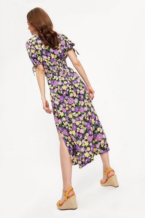Dorothy Perkins Purple Floral Ruched Waist Midaxi Dress 3