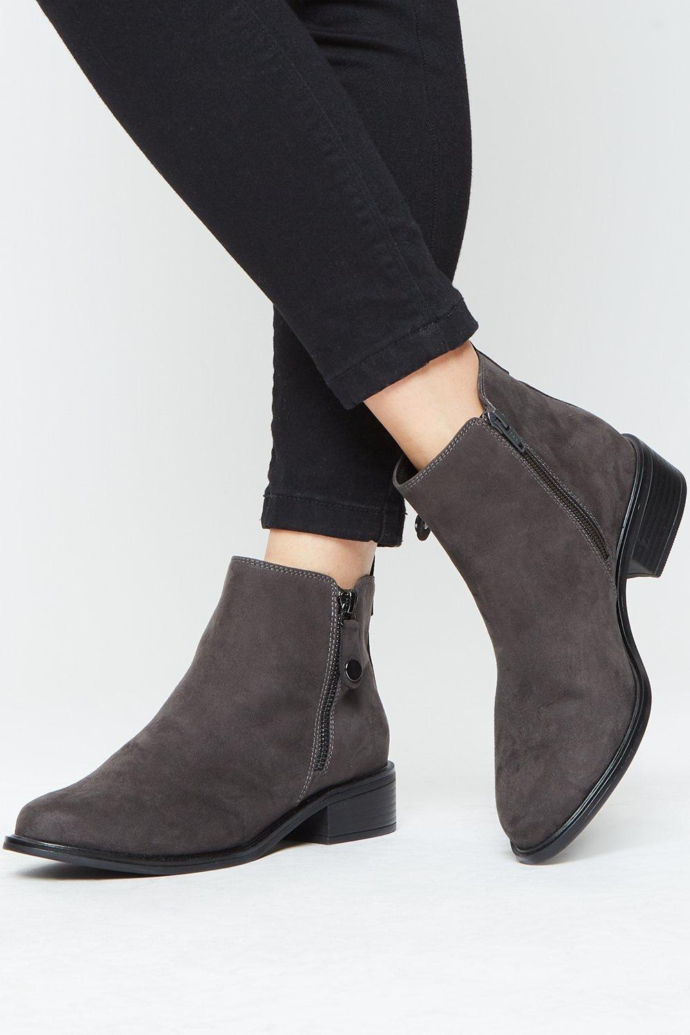 Women’s Wide Fit Mable Side Zip Ankle Boots - grey - 6