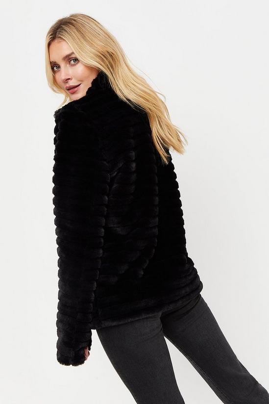 Dorothy Perkins Tall Black Short Stripe Faux Fur Coat 3