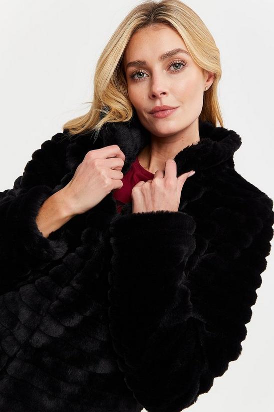 Dorothy Perkins Tall Black Short Stripe Faux Fur Coat 4