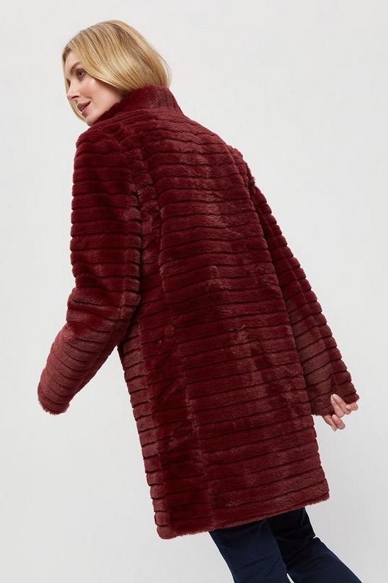 Dorothy Perkins Tall Funnel Neck Stripe Long Faux Fur Coat 3