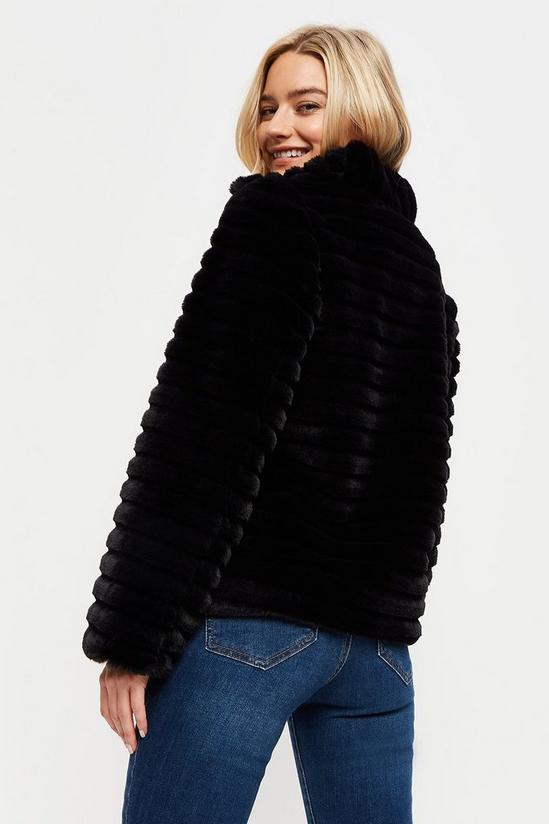 Dorothy Perkins Petite Black Stripe Faux Fur Coat 3