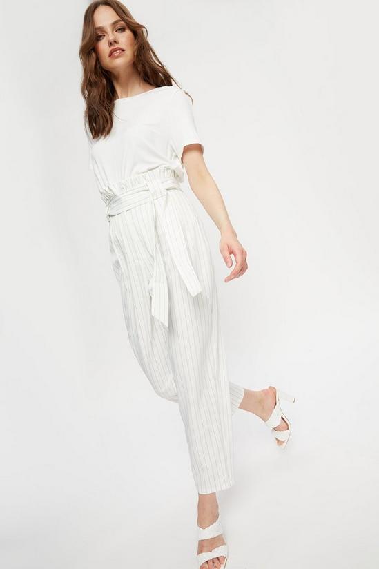 Dorothy Perkins Cream Pinstripe Paperbag Belted Trousers 1