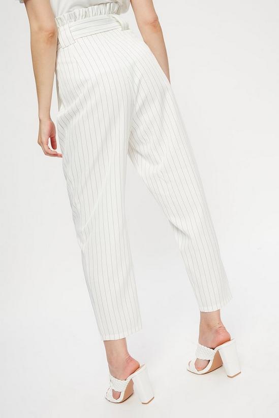 Dorothy Perkins Cream Pinstripe Paperbag Belted Trousers 3