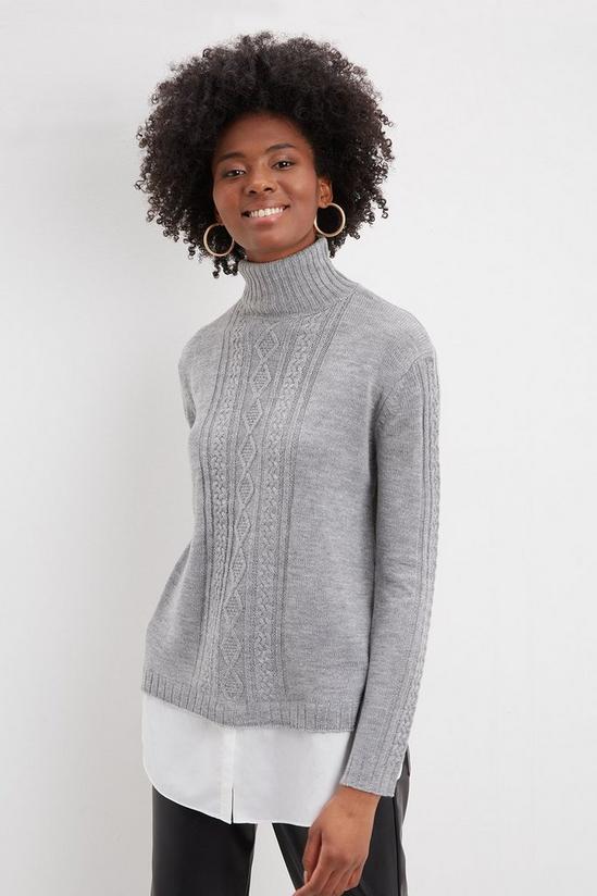 Dorothy Perkins Tall Grey Cable Knit Jumper 2 In 1 1