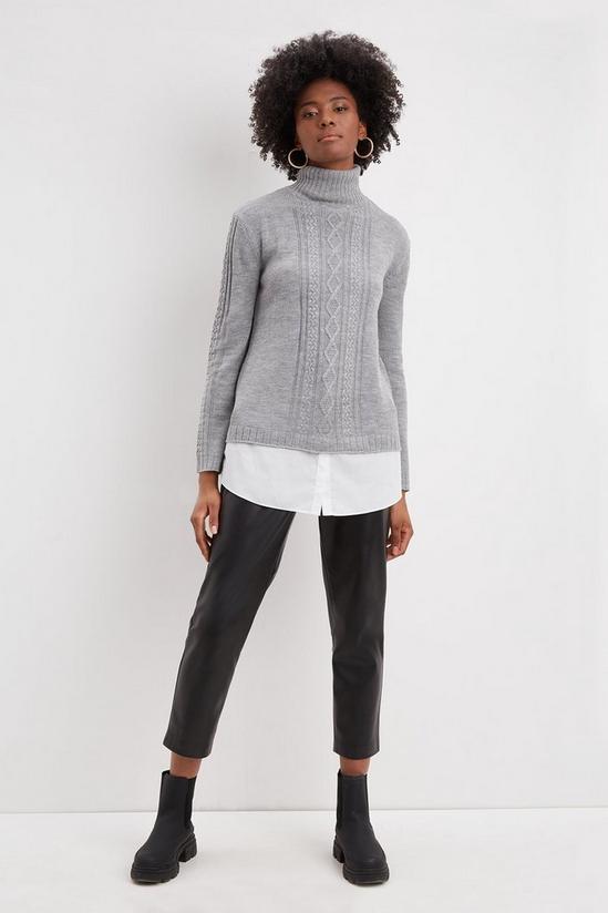 Dorothy Perkins Tall Grey Cable Knit Jumper 2 In 1 2