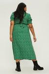 Dorothy Perkins Curve Green Ditsy Shirred Cuff Midi Dress thumbnail 3