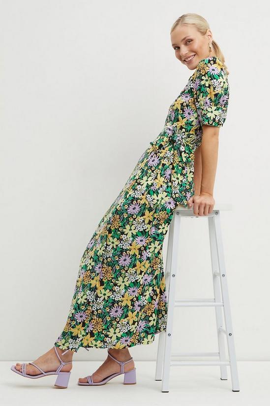 Dorothy Perkins Petite Floral Blouson Sleeve Wrap Dress 1