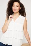 Dorothy Perkins Ivory Tiered Crinkle Button Through Top thumbnail 4
